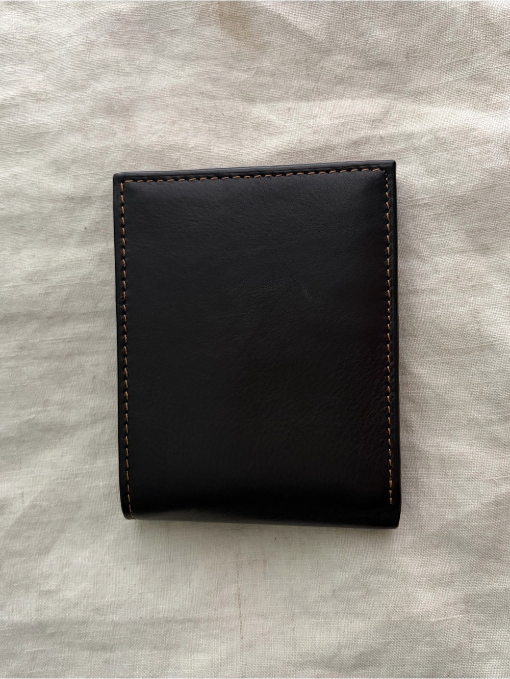 Johnston & Murphy Black Leather Bifold Wallet with Brown Contrast Stitching